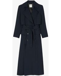 Sandro - Oversized-lapel Belted Woven Trench Coat - Lyst