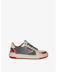 Zadig & Voltaire - Fly Wings Leather And Mesh Low-Top Trainers - Lyst