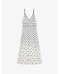 Reiss - Dottie V-Neck Woven Midi Dress - Lyst