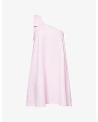 Seafolly - One-Shoulder Asymmetric-Neckline Linen-Blend Mini Dress - Lyst