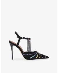 Kurt Geiger - Kurt Crystal Suede Heeled Slingback Courts - Lyst
