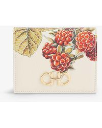 Ferragamo - Gancini-buckle Berry-print Leather Wallet - Lyst