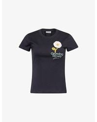 Ganni - Crochet-Patch Baby-Fit Cotton T-Shirt - Lyst