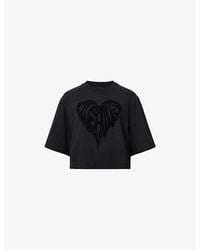 AllSaints - Lottie Logo-Embroidered Short-Sleeve Cotton T-Shirt - Lyst