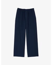Sandro - Elasticated-Waist Wide-Leg Stretch-Woven Trousers - Lyst