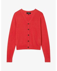 Whistles - V-Neck Relaxed-Fit Cotton And Linen-Blend Cardigan - Lyst