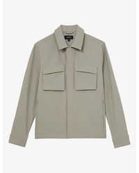 Reiss - Divide Patch-Pocket Button-Up Stretch-Woven Overshirt - Lyst