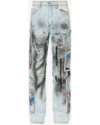 Who Decides War - Hit Brand-embroidered Regular-fit Straight-leg Jeans - Lyst