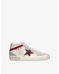 Golden Goose - Mid Star 82835 Glitter-Embellished Leather And Suede Mid-Top Trainers - Lyst