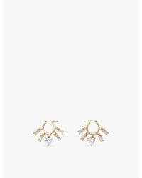 Maje - Multi-Charm Brass And Crystal Drop Hoop Earrings - Lyst