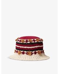 Claudie Pierlot - Striped Crochet-Trim Knitted Bucket Hat - Lyst
