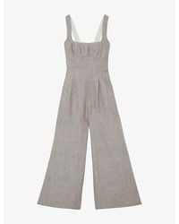 Reiss - Flora Wide-Leg Linen Jumpsuit - Lyst