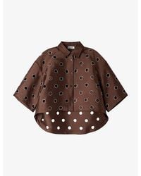 Sandro - Rhinestone-Embellished Cut-Out Cropped Woven Shirt - Lyst