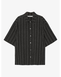 AllSaints - Quasar Graphic-Print Linen-Blend Shirt - Lyst