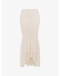 House Of Cb - Therese Asymmetric-hem Stretch-lace Maxi Skirt - Lyst