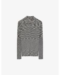 JOSEPH - Printed Knitted Stretch Merino-wool Polo Top - Lyst