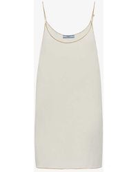 Prada - Sablé Logo-charm Woven Mini Dress - Lyst