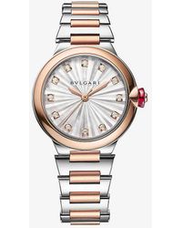 BVLGARI - Unisex Re00009 Lvcea 18ct Rose-gold, Stainless-steel And 0.22ct Diamond Automatic Watch - Lyst