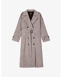 Whistles - Checked Belted-Waist Stretch-Woven Trench Coat - Lyst