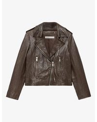 AllSaints - Errie Slim-Fit Leather Biker Jacket - Lyst