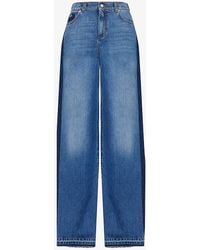 Alexander McQueen - Contrast-panel Mid-rise Wide-leg Jeans - Lyst