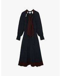 Reiss - Estella Tie-Neck Woven Midi Dress - Lyst