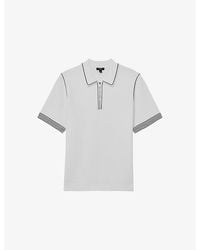 Reiss - Mason Half-Zip Short-Sleeve Stretch-Knit Polo - Lyst