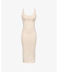 House Of Cb - Samya Corset-Bodice Stretch-Woven Midi Dress Xs (A-C Cup) - Lyst