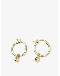 Missoma - June Birthstone Mini Charm 18Ct Plated Brass And Moonstone Hoop Earrings - Lyst