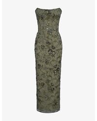 House Of Cb - Serelise Hand-Beaded Strapless Woven Maxi Dress - Lyst