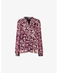 Whistles - Floral-Print V-Neck Woven Blouse - Lyst