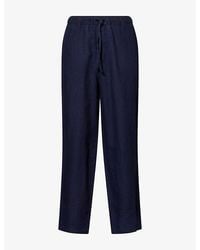 FRAME - Drawstring-Waist Straight-Leg Linen Trousers - Lyst