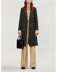 Sandro Double-breasted Wool-blend Coat - Green