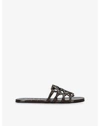 Loewe - Petal Anagram Leather Sliders - Lyst