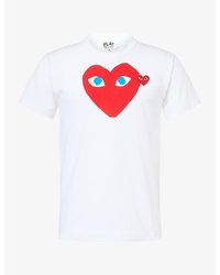 COMME DES GARÇONS PLAY - Double Heart Print Cotton-Jersey T-Shirt - Lyst