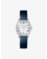 Cartier - Tortue Small Model 18Ct- 1.32Ct Brilliant-Cut Diamond And Leather Strap Quartz Watch - Lyst