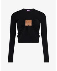 Jean Paul Gaultier - Leather Tag Long-Sleeve Stretch-Jersey Top - Lyst