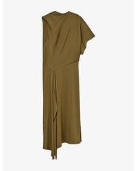 Reiss - Naomi Draped One-Shoulder Satin Midi Dress - Lyst