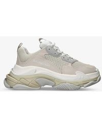 Balenciaga - Triple S Leather And Mesh Mid-top Trainers - Lyst