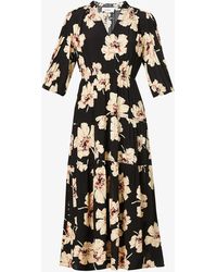 Ba&sh Synthetic Kory Floral Print Midi Dress in Black | Lyst
