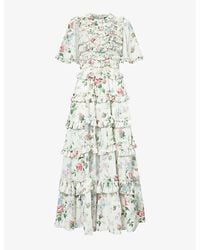 Needle & Thread - Floral Fantasy Tiered-hem Woven Maxi Dress - Lyst