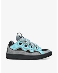 Lanvin - Curb -lace Leather, Suede And Mesh Trainers - Lyst