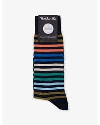 Pantherella - Kilburn Stripe Pattern Cotton-Blend Socks - Lyst