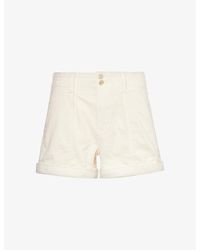 PAIGE - Brooklyn Turn-up Cuff Mid-rise Cotton-blend Denim Shorts - Lyst