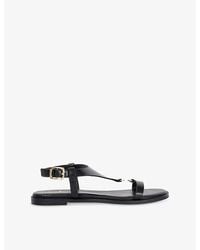 Dune - Laith T-Bar Leather Flat Sandals - Lyst