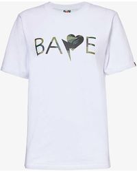 A Bathing Ape - Camo Heart Logo-print Cotton-jersey T-shirt - Lyst
