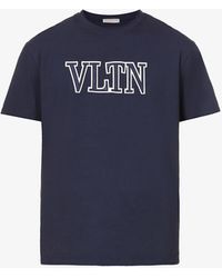 Valentino Cotton Regular-fit Logo-print Shirt in Blue for Men | Lyst