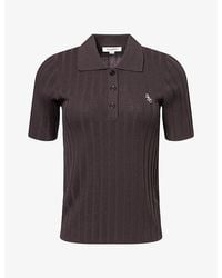 Sporty & Rich - Src Logo-Embroidered Ribbed-Knit Polo Shirt - Lyst