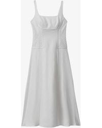 Reiss - Etta Corset-stitching Linen Midi Dress - Lyst