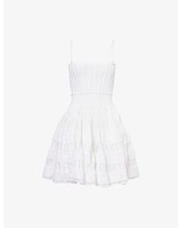 Alaïa - Fitted-Waist Bandeau Stretch-Woven Mini Dress - Lyst